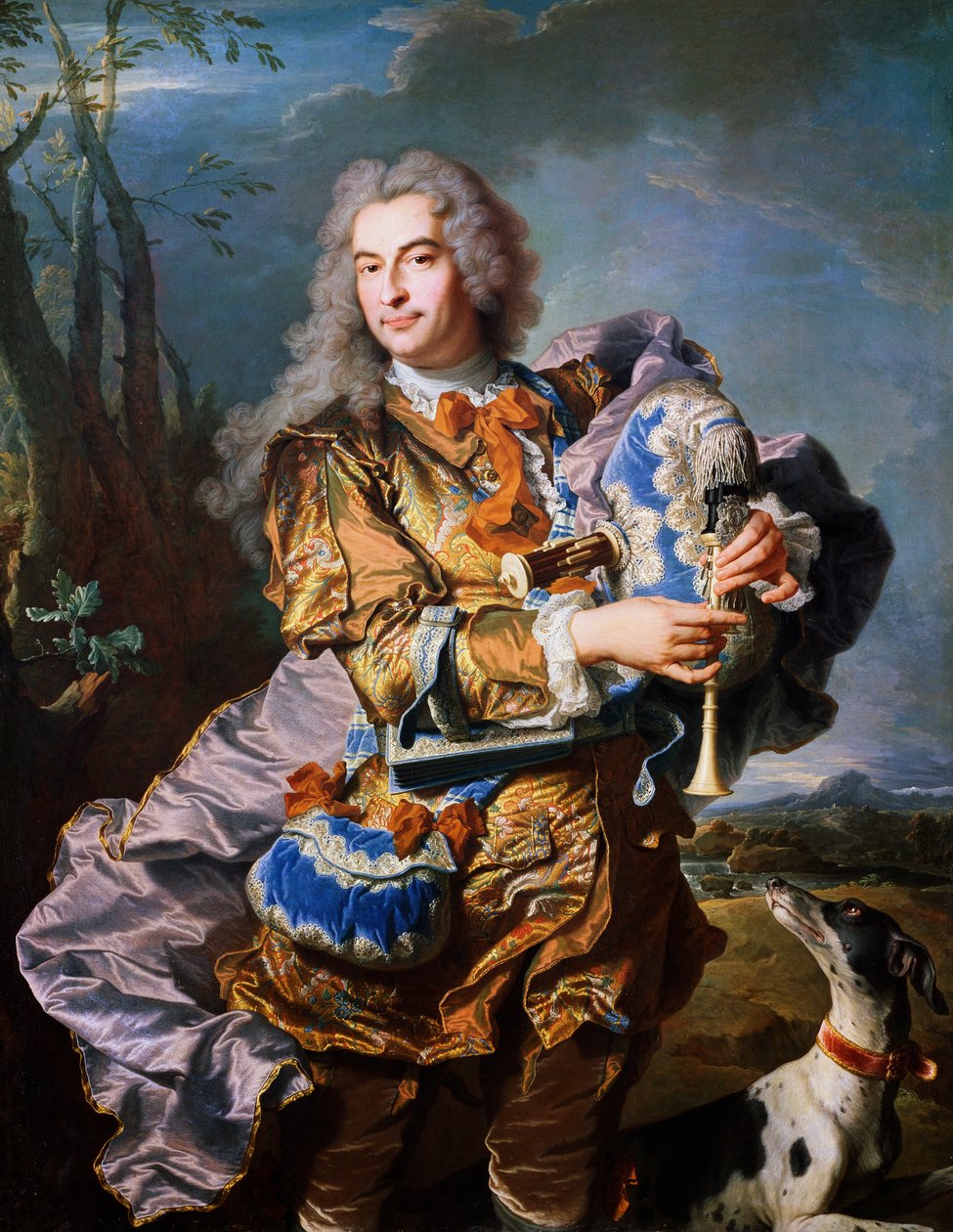 Gaspard de Gueidan speelt doedelzak, ca 1735, door Hyacinthe Rigaud. Detail. Frankrijk door Hyacinthe Francois Rigaud
