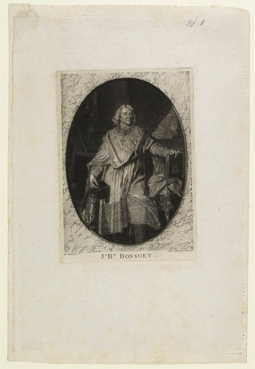 J.B. Bossuet (en pied), gegraveerd door Jean-Baptiste de Grateloup, 1771 door Hyacinthe Francois Rigaud