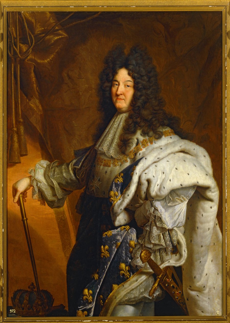 Lodewijk XIV, koning van Frankrijk (schilderij op doek) door Hyacinthe Francois Rigaud