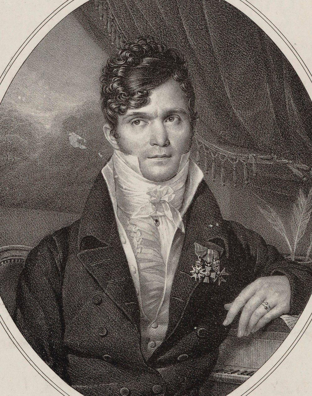 Portret van de dirigent en componist Gaspare Spontini 1774-1851, 1824 door Hyacinthe Louis Victor Jean Baptiste Aubry