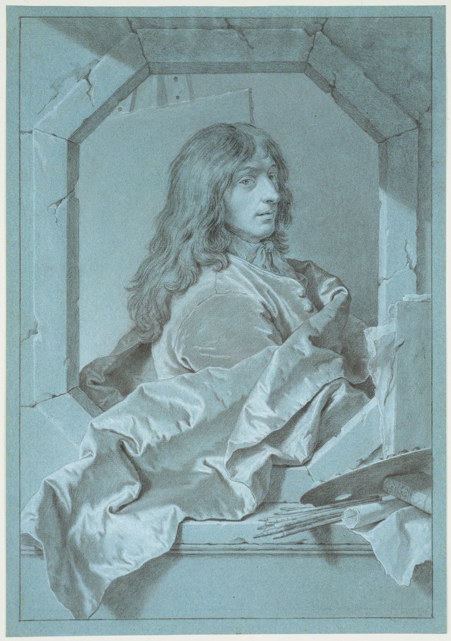 Portret van de schilder Sébastien Bourdon door Hyacinthe Rigaud
