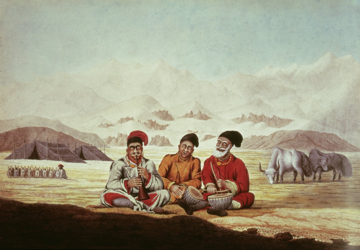 Drie Muzikanten in Tibet door Hyder Jung Hearsey