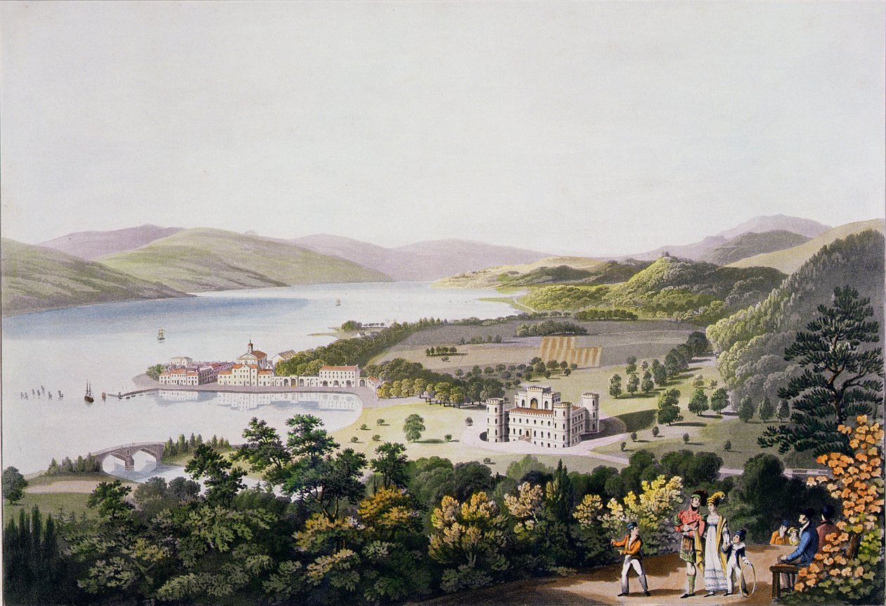 De stad Inverary, uitgegeven door Smith en Elder, 1824 door I Clark