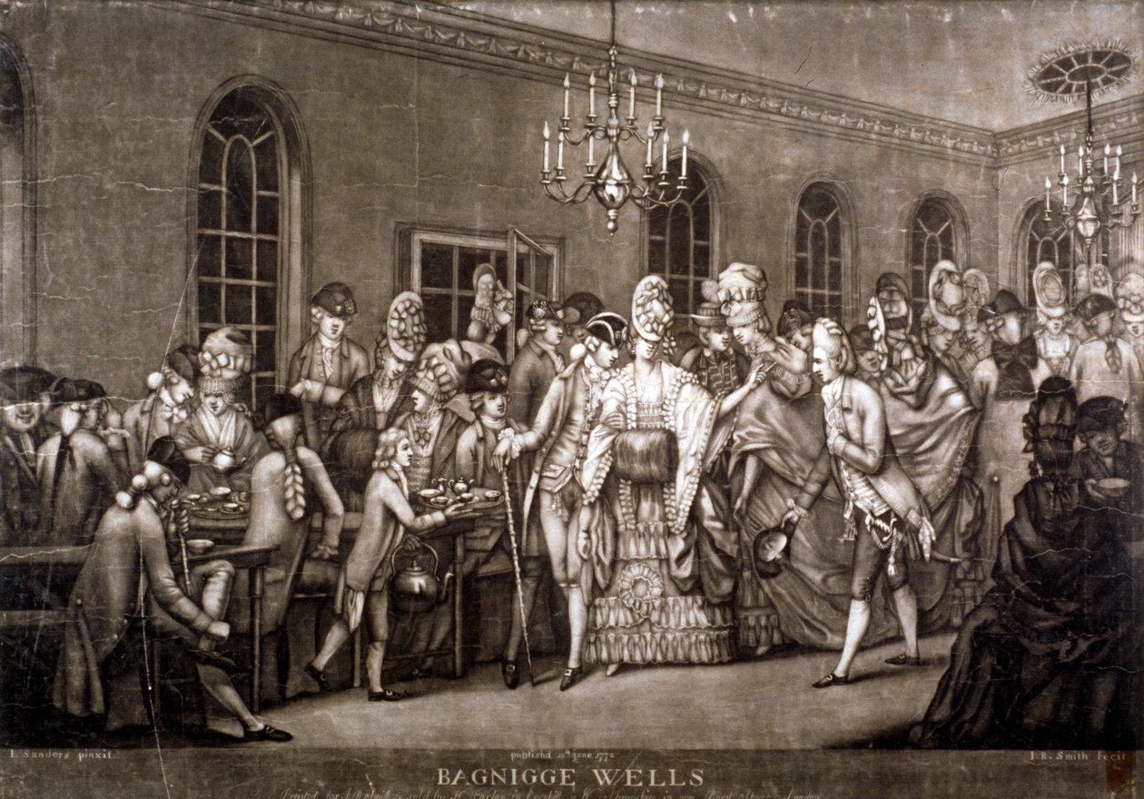 Zicht op een volle kamer in Bagnigge Wells, Londen, 1772 door IR Smith