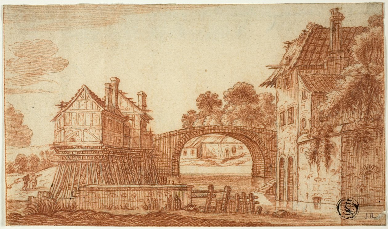 Oude huizen aan kanaal door I Jan van de Velde