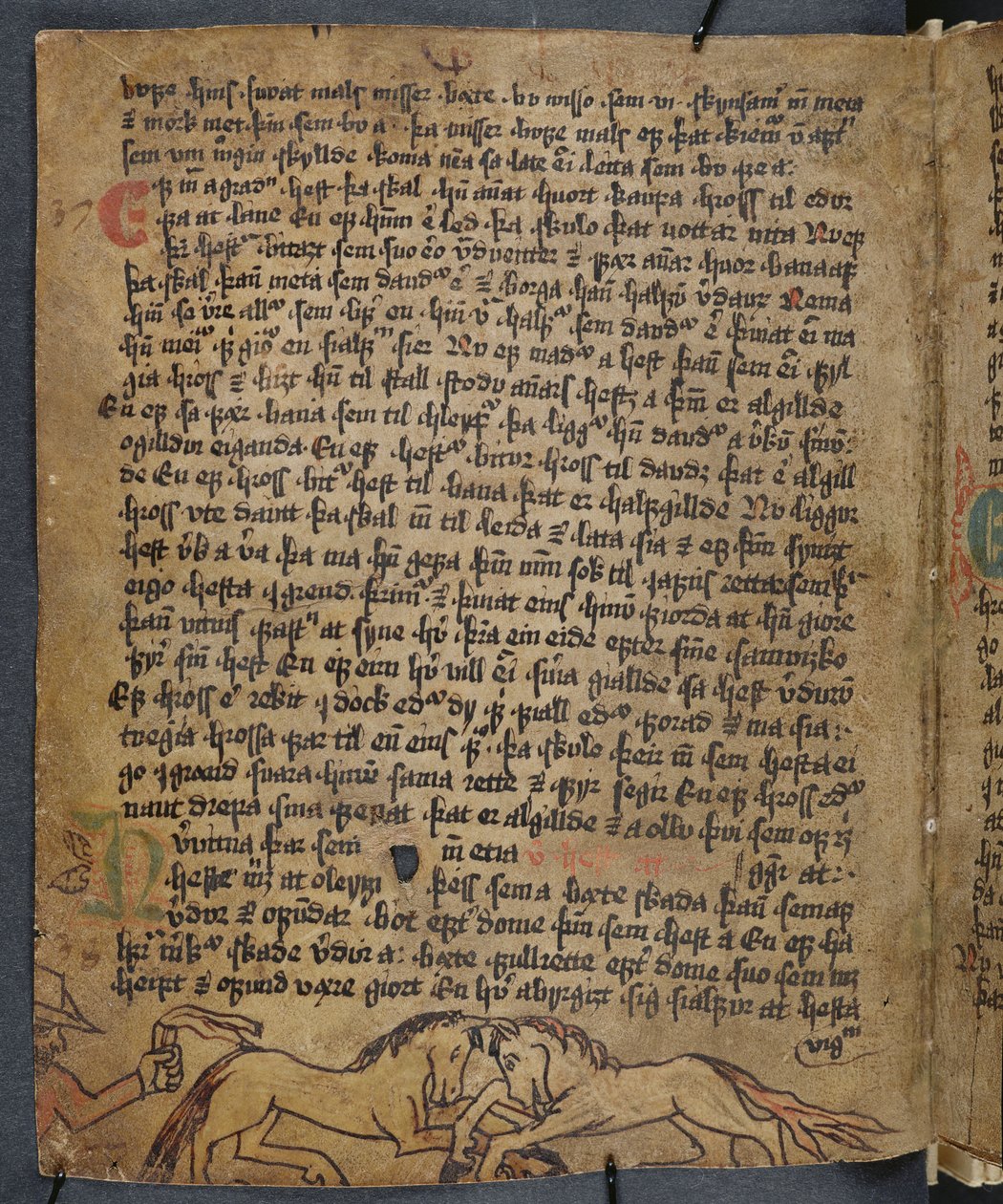 Paardengevecht, uit Heynesbok (Het Boek van Heynes), 1e helft van de 16e eeuw door Icelandic School
