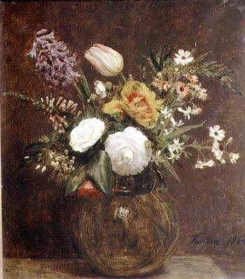 Bloemen door Ignace Henri Jean Fantin-Latour