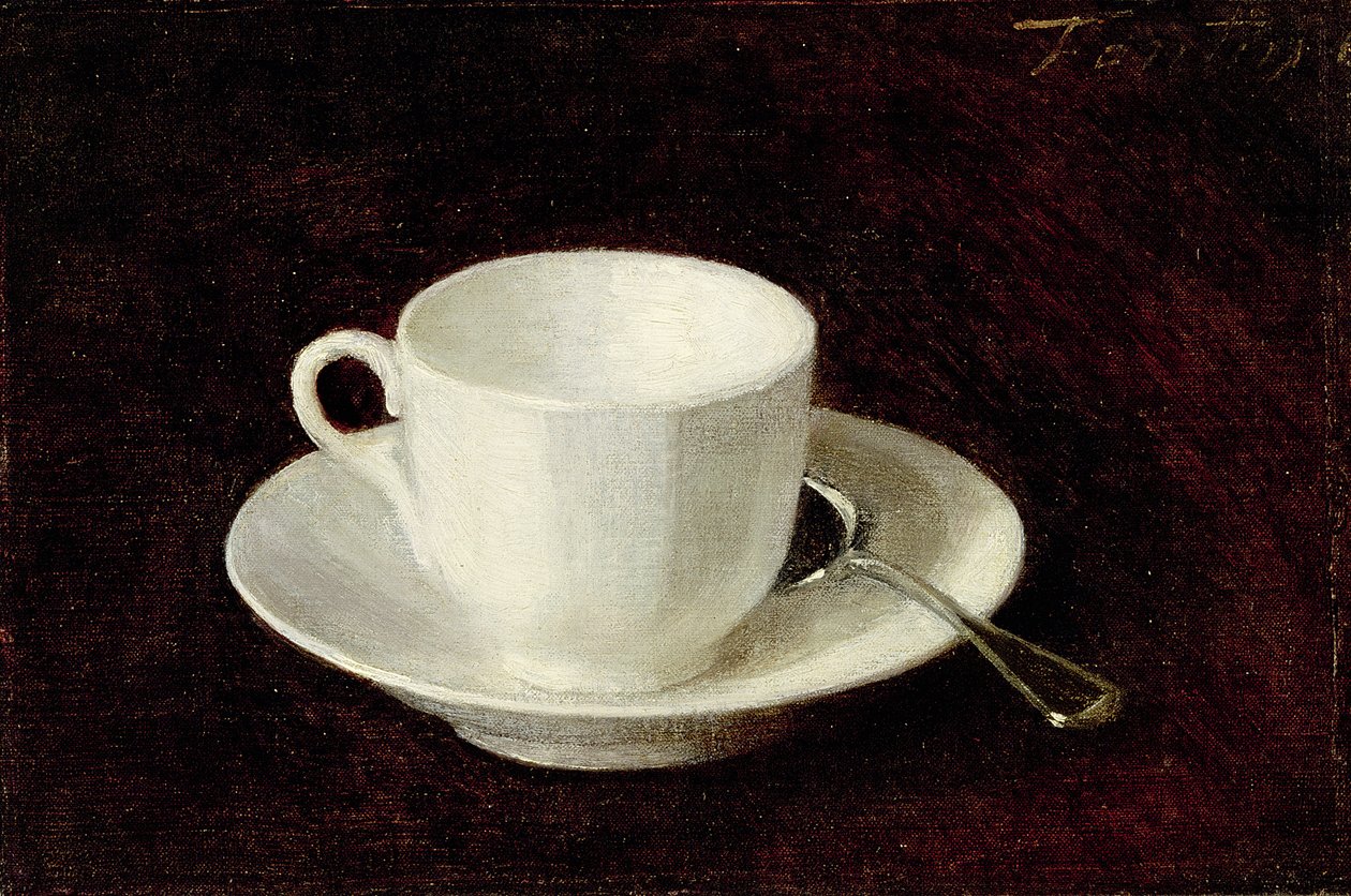 Witte kop en schotel, 1864 door Ignace Henri Jean Fantin Latour
