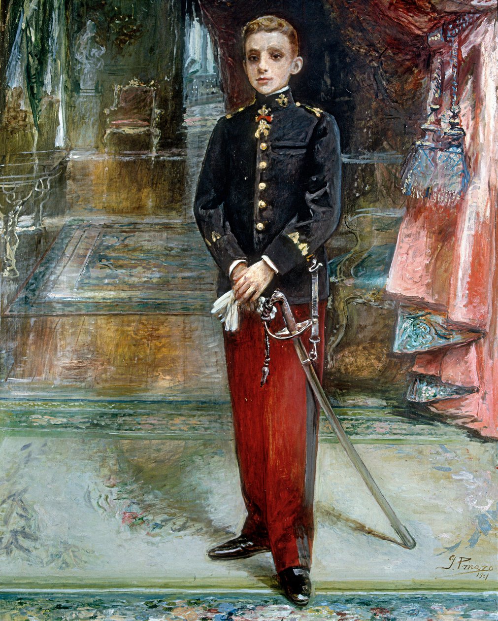 Portret van koning Alfonso XIII van Spanje door Ignacio Pinazo Camarlech
