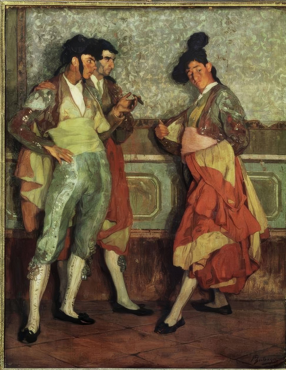 Ignacio Zuloaga / Jonge dorpsstierenvechters, 1906 door Ignacio Zuloaga y Zabaleta