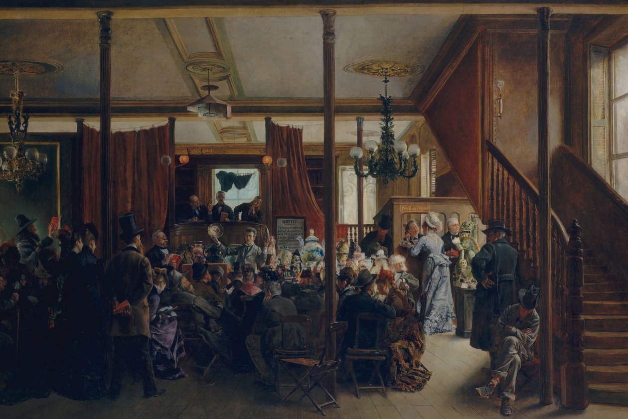 Veiling in Clinton Hall, New York door Ignacio de León Escosura