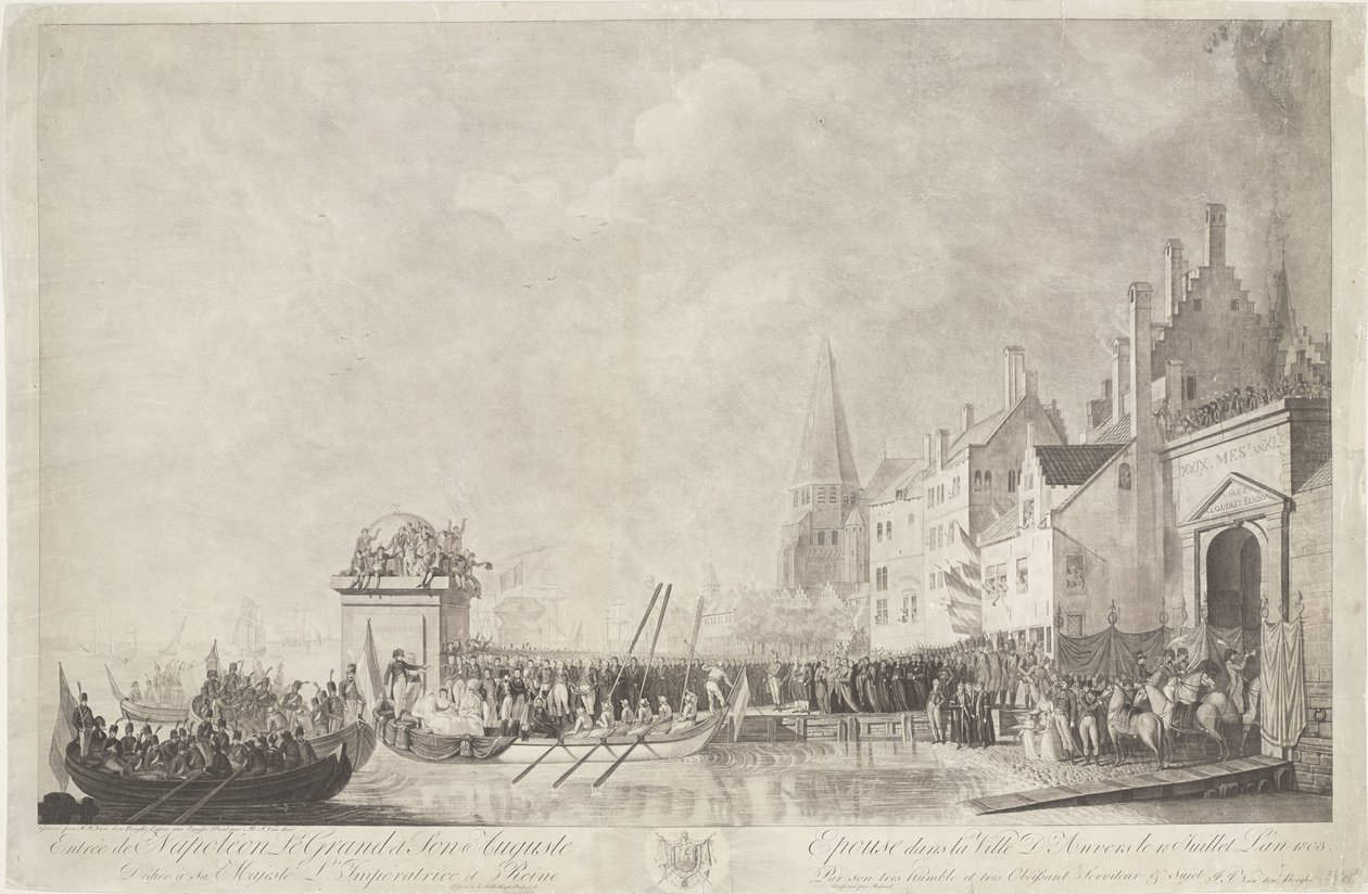 Aankomst van Napoleon en Josephine te Antwerpen, 1803 door Ignatius Joseph van den Berghe