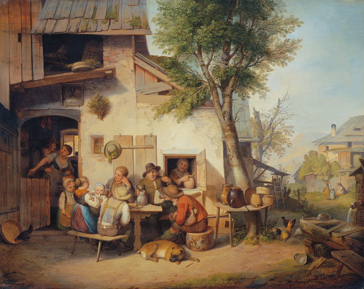 Voor de Dorpsherberg door Ignaz Raffalt