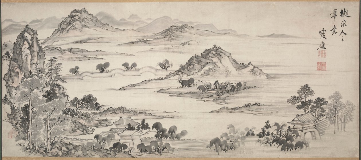 Uitzicht op West Lake, 1700s door Ike Taiga