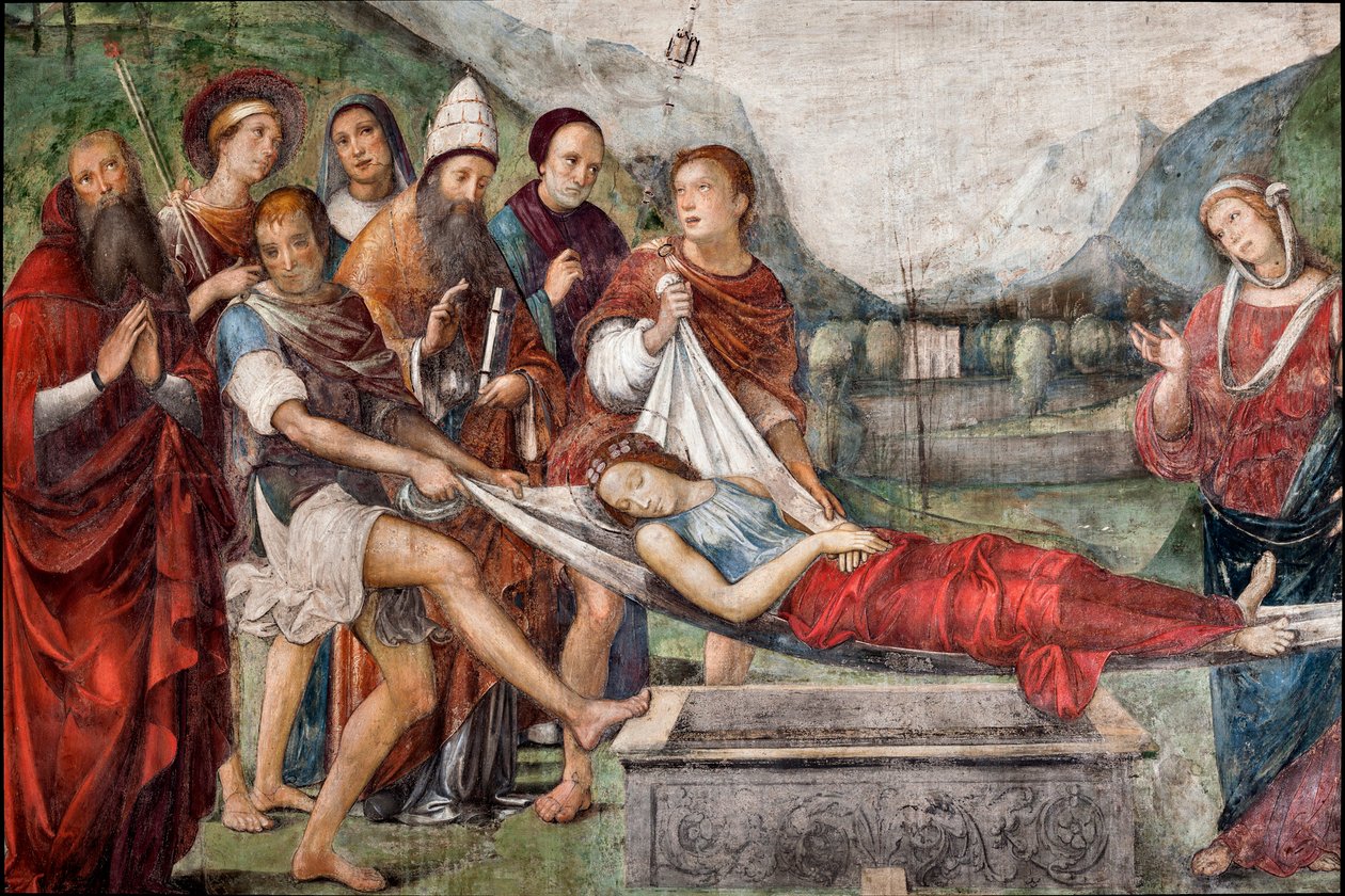 De begrafenis van St. Cecile (detail) door Il  Francia