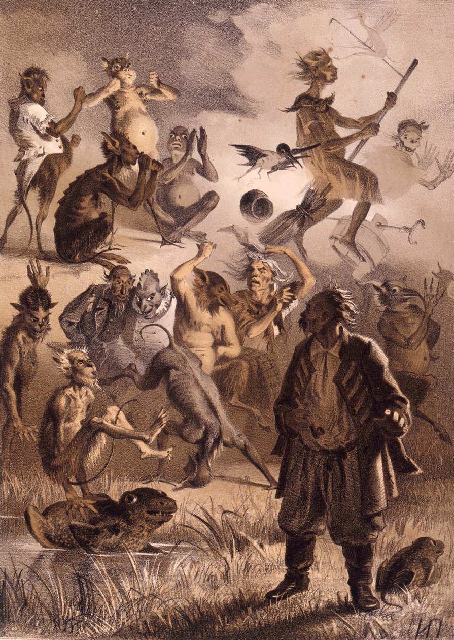 Illustratie voor het verhaal De Verloren Brief uit Avonden op een Boerderij bij Dikanka door Nikolai Gogol door Illarion Mikhailovich Pryanishnikov
