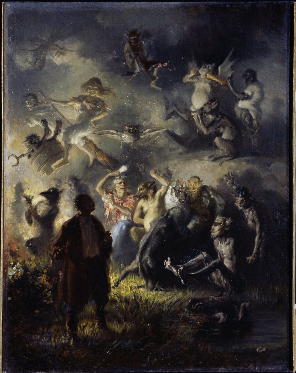 Nacht op de Kale Berg. Viering van de zomerzonnewende, het Slavische feest van Ivan Kupala (gelijk aan het feest van Sint Jan), vermenging van traditionele figuren van het heidendom met de orthodox-christelijke traditie door Illarion Mikhailovich Pryanishnikov
