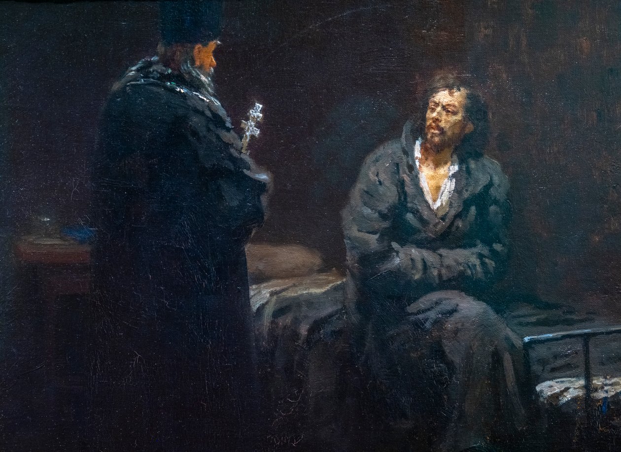Voor de biecht door Ilya Efimovich Repin
