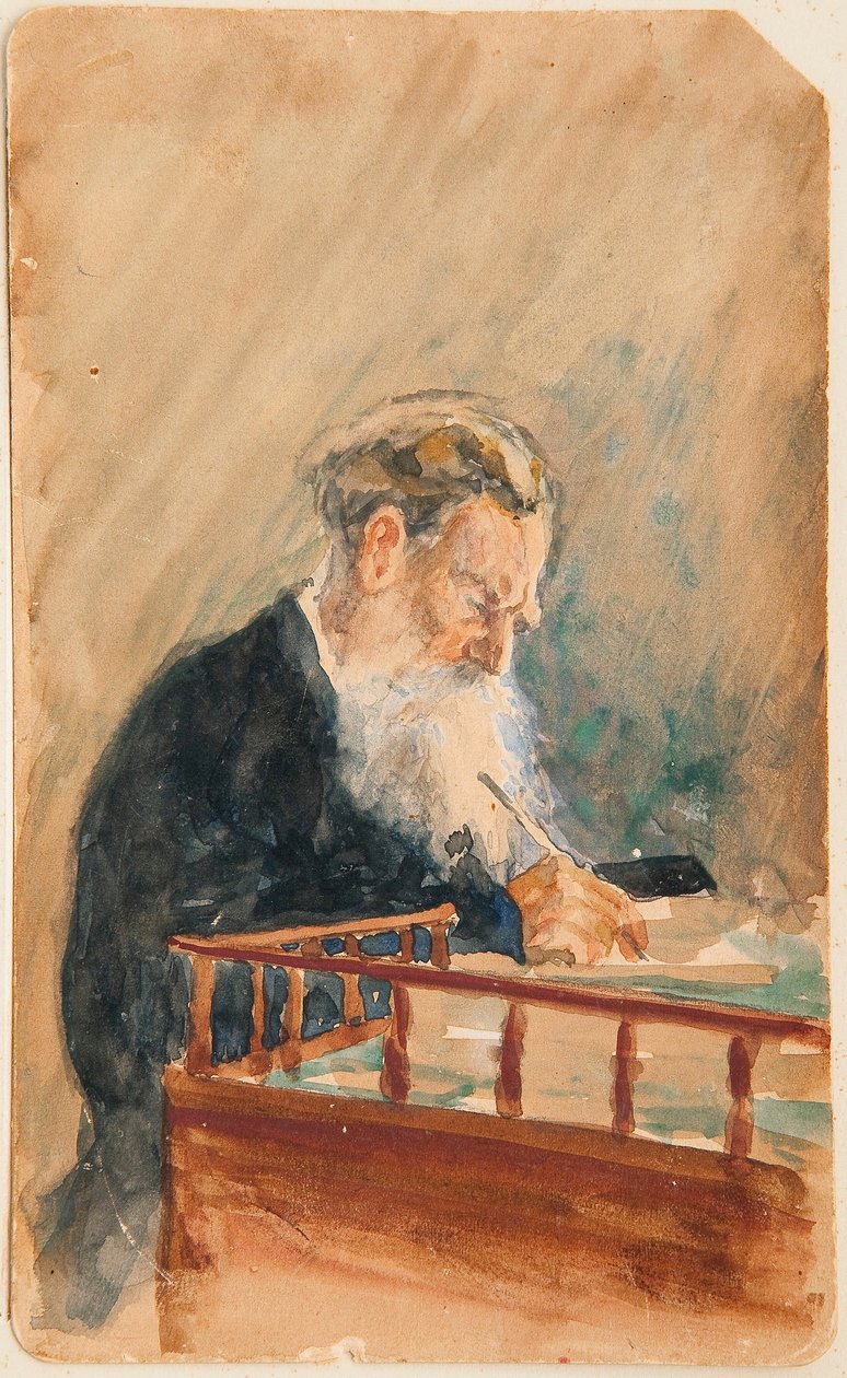 Portret van de schrijver Leo Tolstoj door Ilya Efimovich Repin