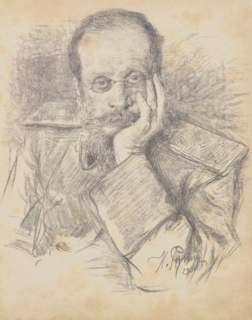 Portret van de componist César Antonovich Cui 1835-1918, 1900 door Ilya Efimovich Repin