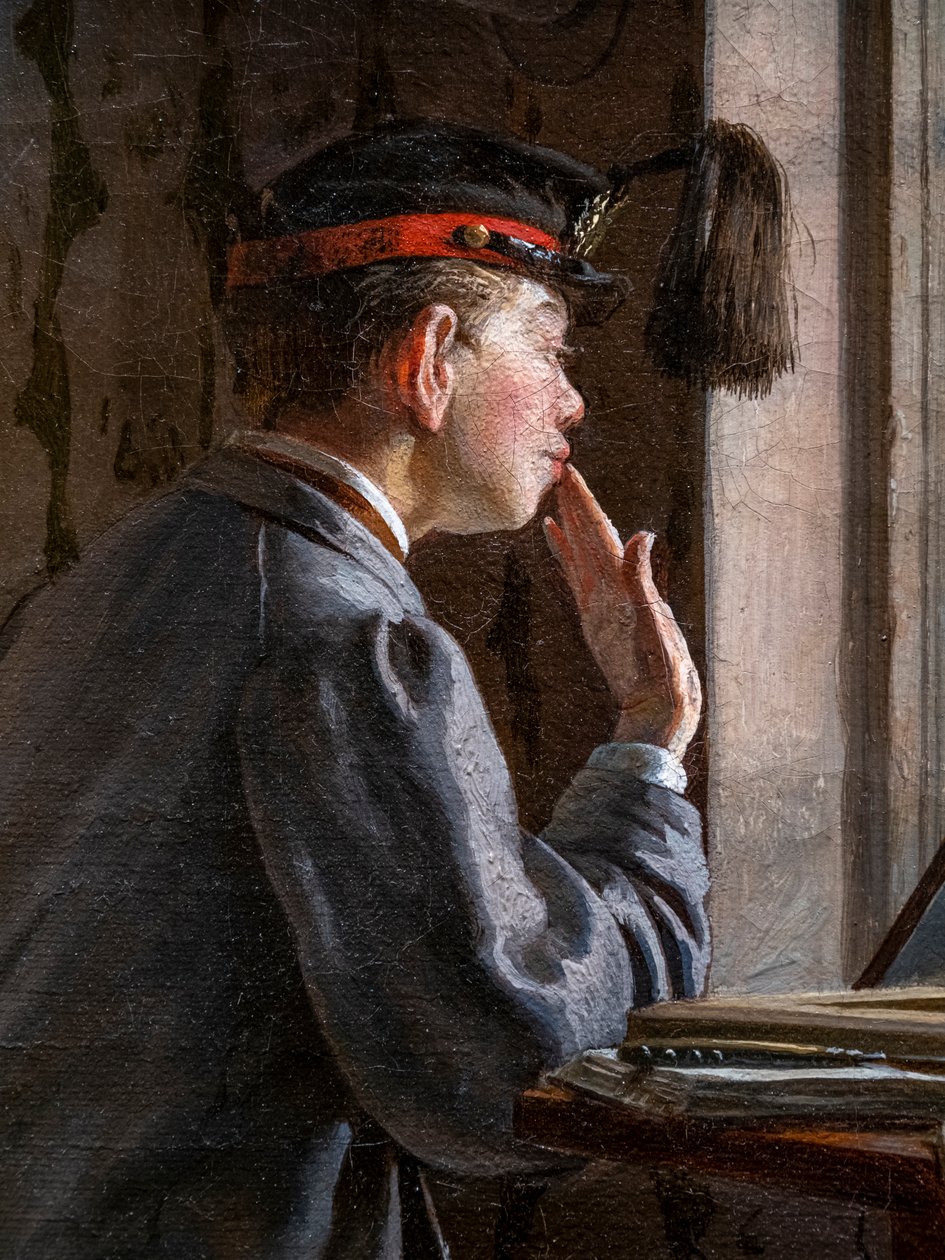 Studenten die zich voorbereiden op een examen (detail) door Ilya Efimovich Repin