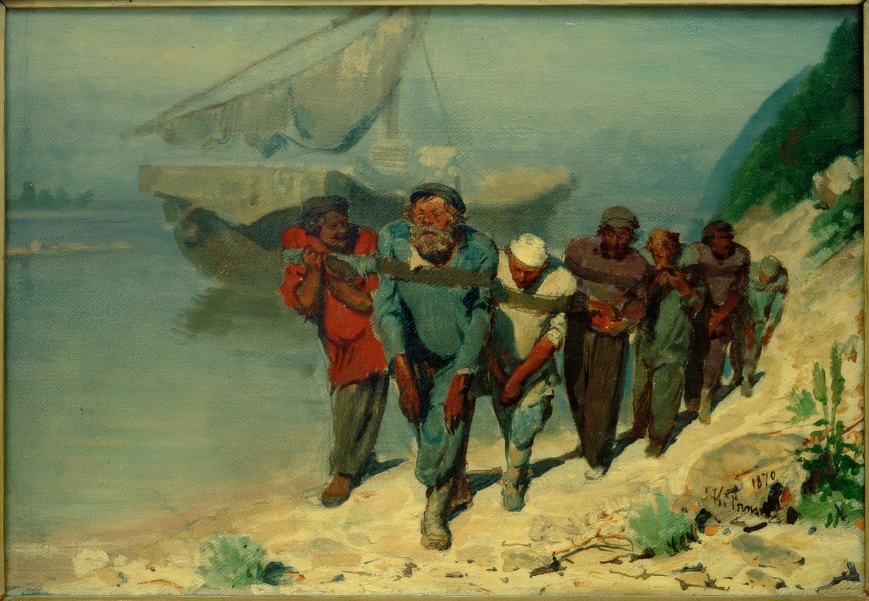 Studie voor De Wolgaslepers door Ilya Efimovich Repin