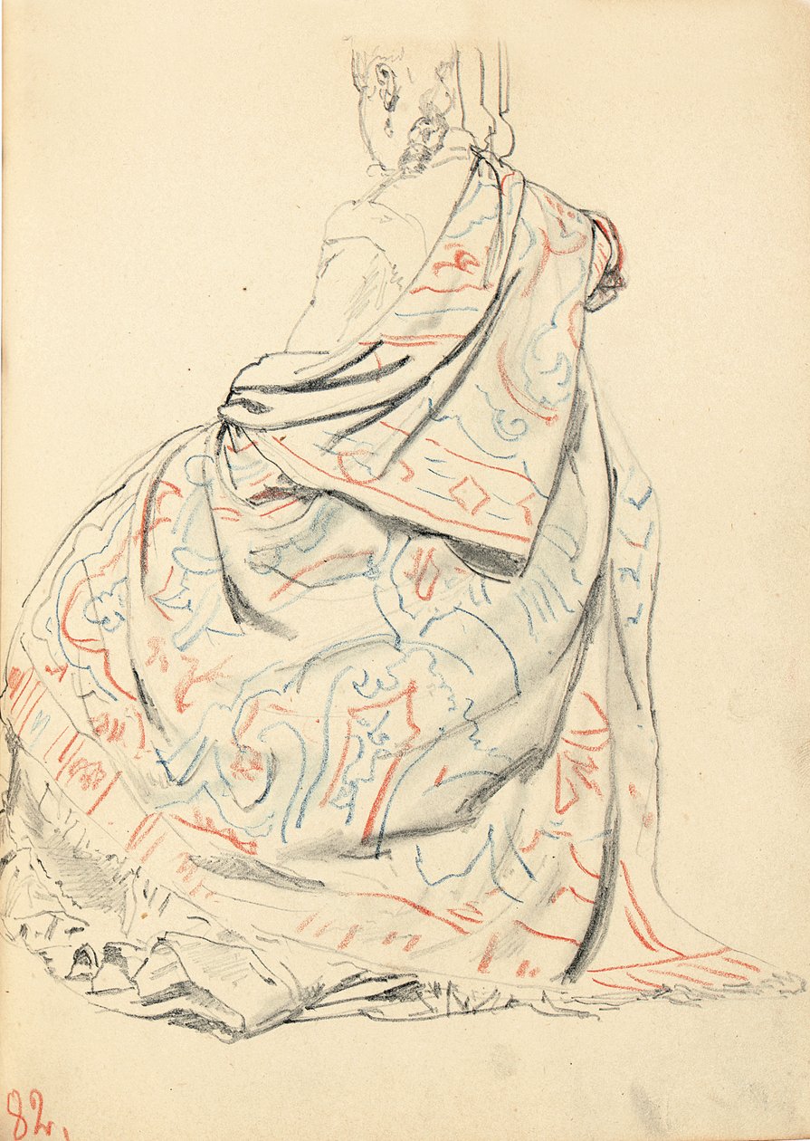 Studie voor "Een Parijse Café": Een zittende vrouw van achteren, ca. 1872-1875 door Ilya Efimovich Repin