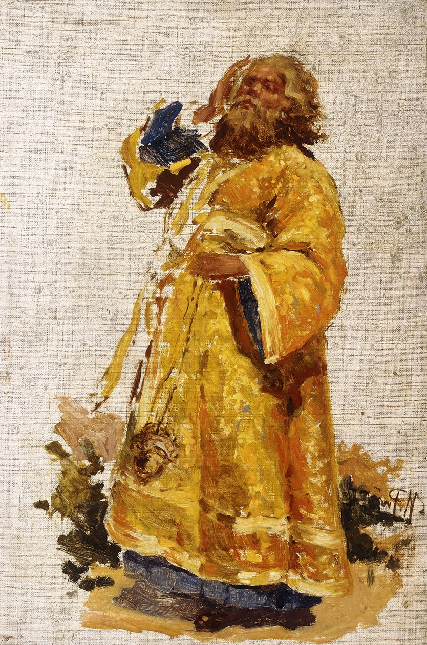 Studie van de Diaken voor het schilderij "De Religieuze Processie in de Provincie Koersk" door Ilya Efimovich Repin