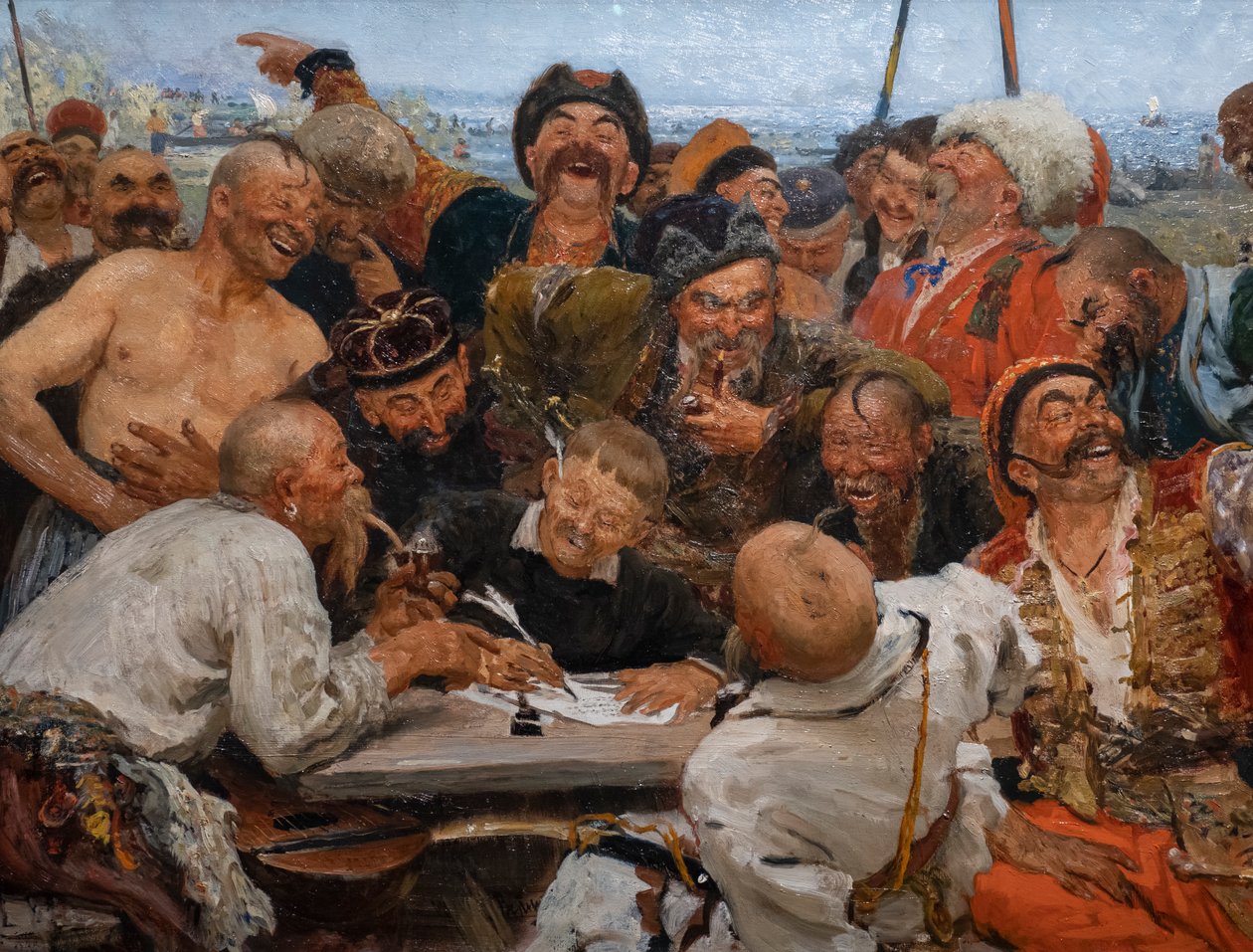 De Zaporogische Kozakken schrijven een brief aan de sultan van Turkije door Ilya Efimovich Repin