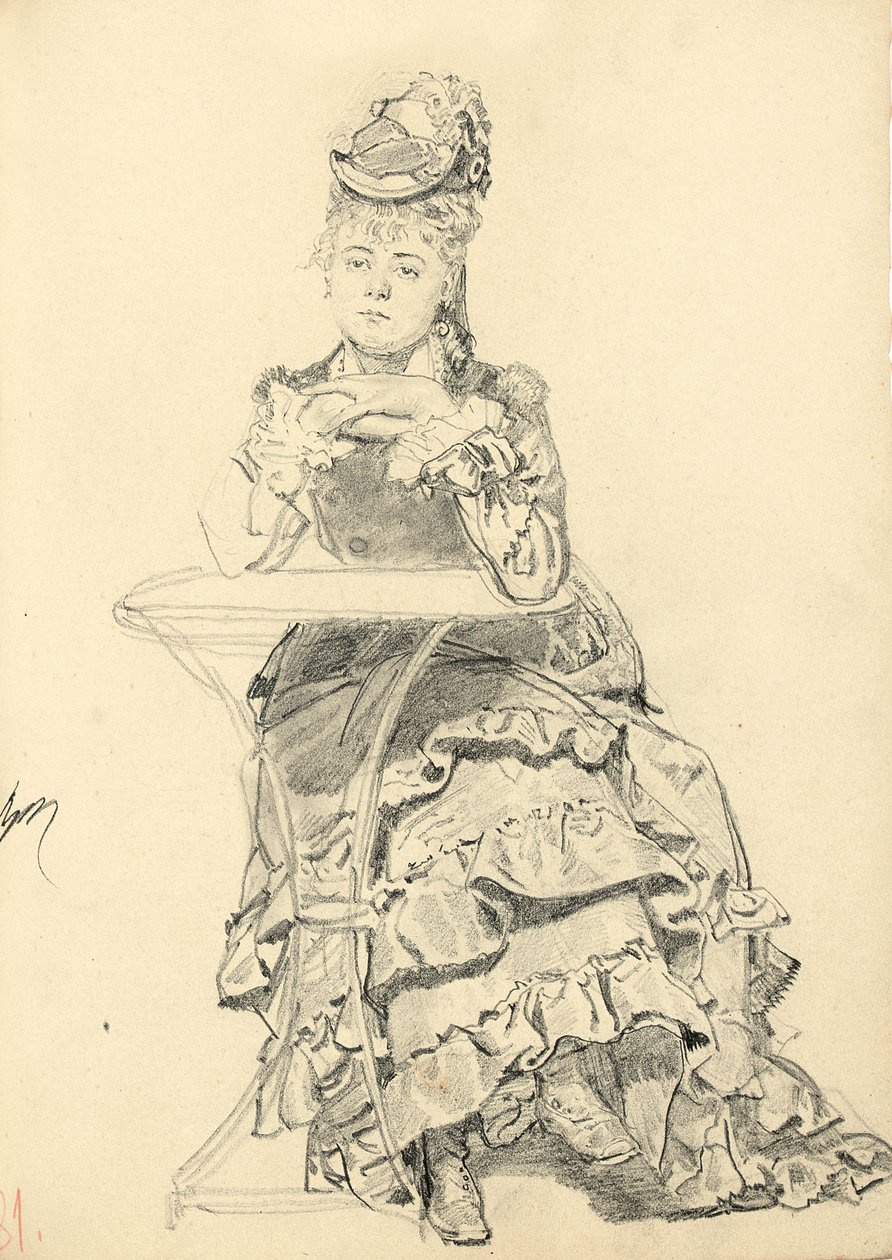 Vrouw Zittend aan een Cafétafel, ca. 1872-1875 door Ilya Efimovich Repin
