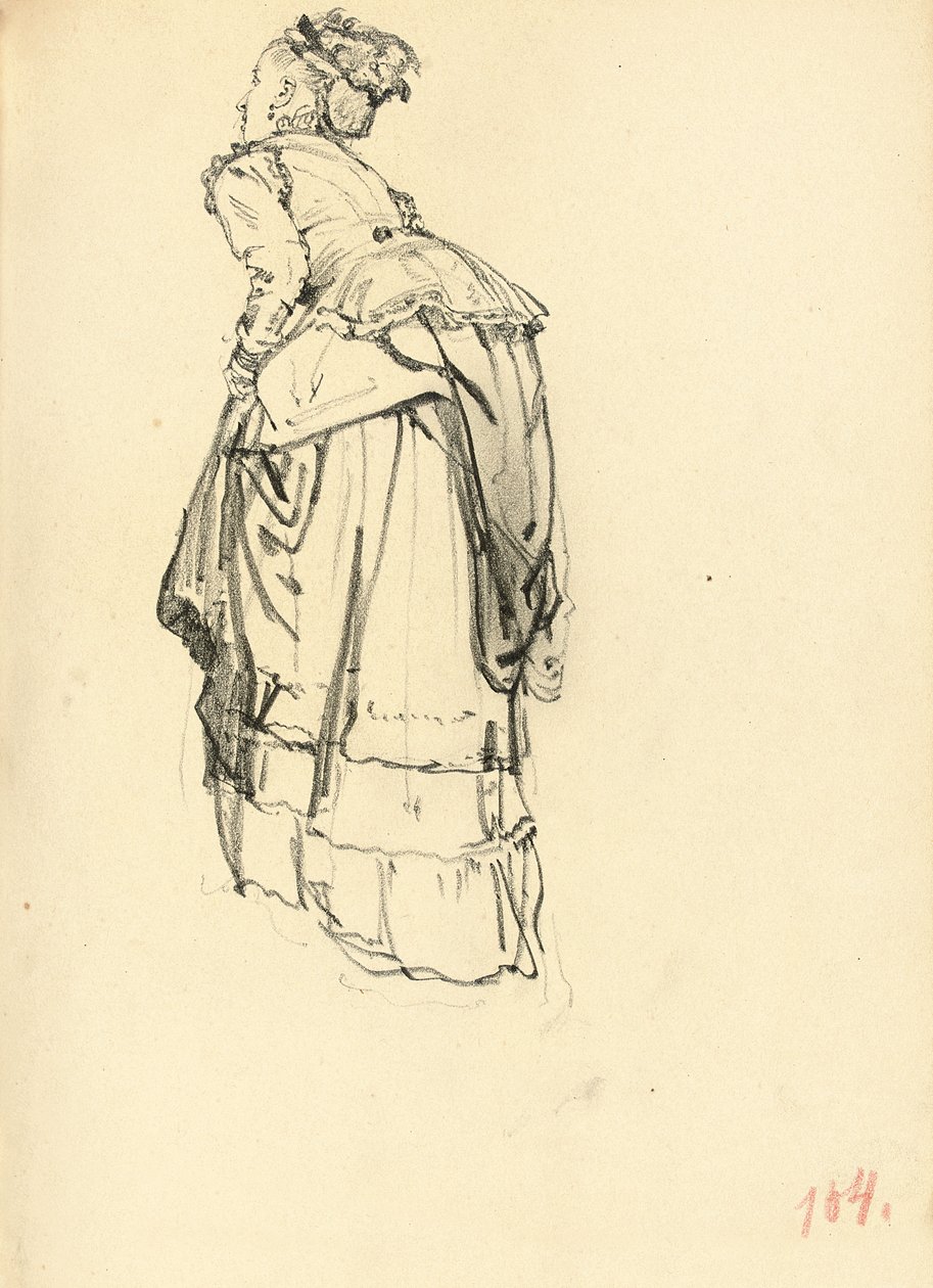 Vrouw in jurk van achteren, c. 1872-1875 door Ilya Efimovich Repin
