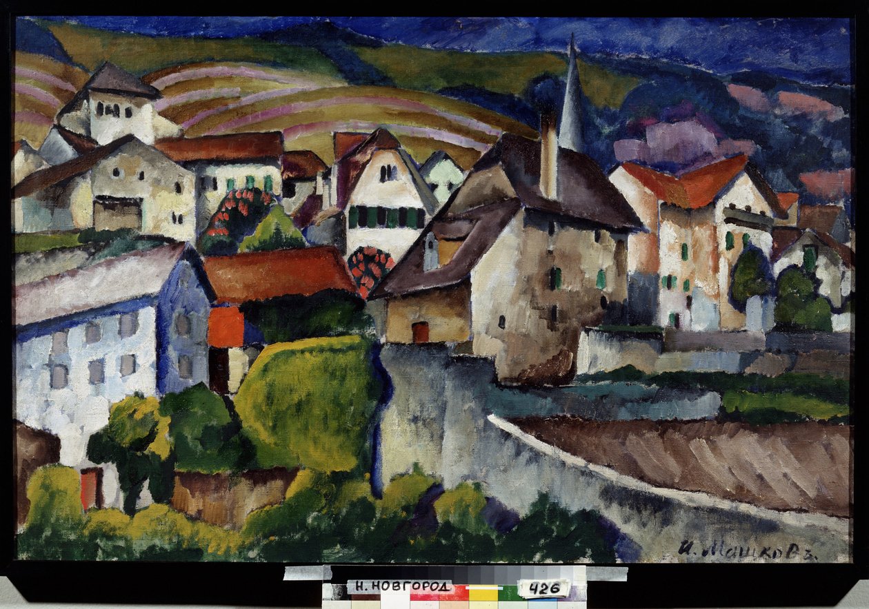 Een klein stadje in Zwitserland door Ilya Ivanovich Mashkov