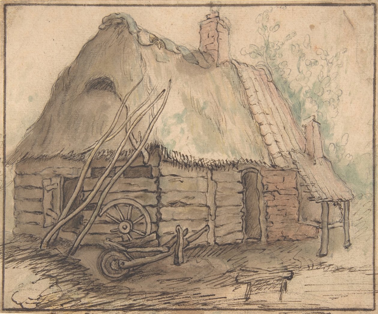 Een boerderijgebouw, eind 16e-midden 17e eeuw door In the manner of Abraham Bloemaert.