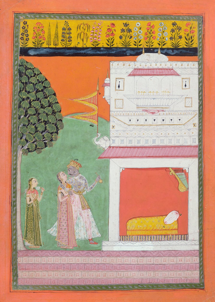 Geliefden naderen een slaapkamer, Malwa, c.1680 door Indian School
