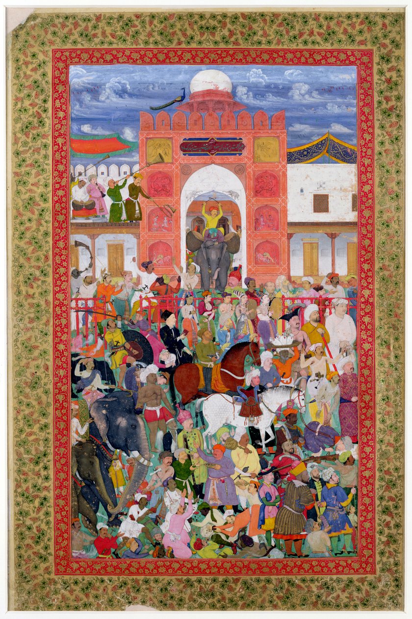 Ms E-14 fol.21a Festiviteiten ter gelegenheid van de kroning van keizer Djahangir (1569-1627) 1605 door Indian School