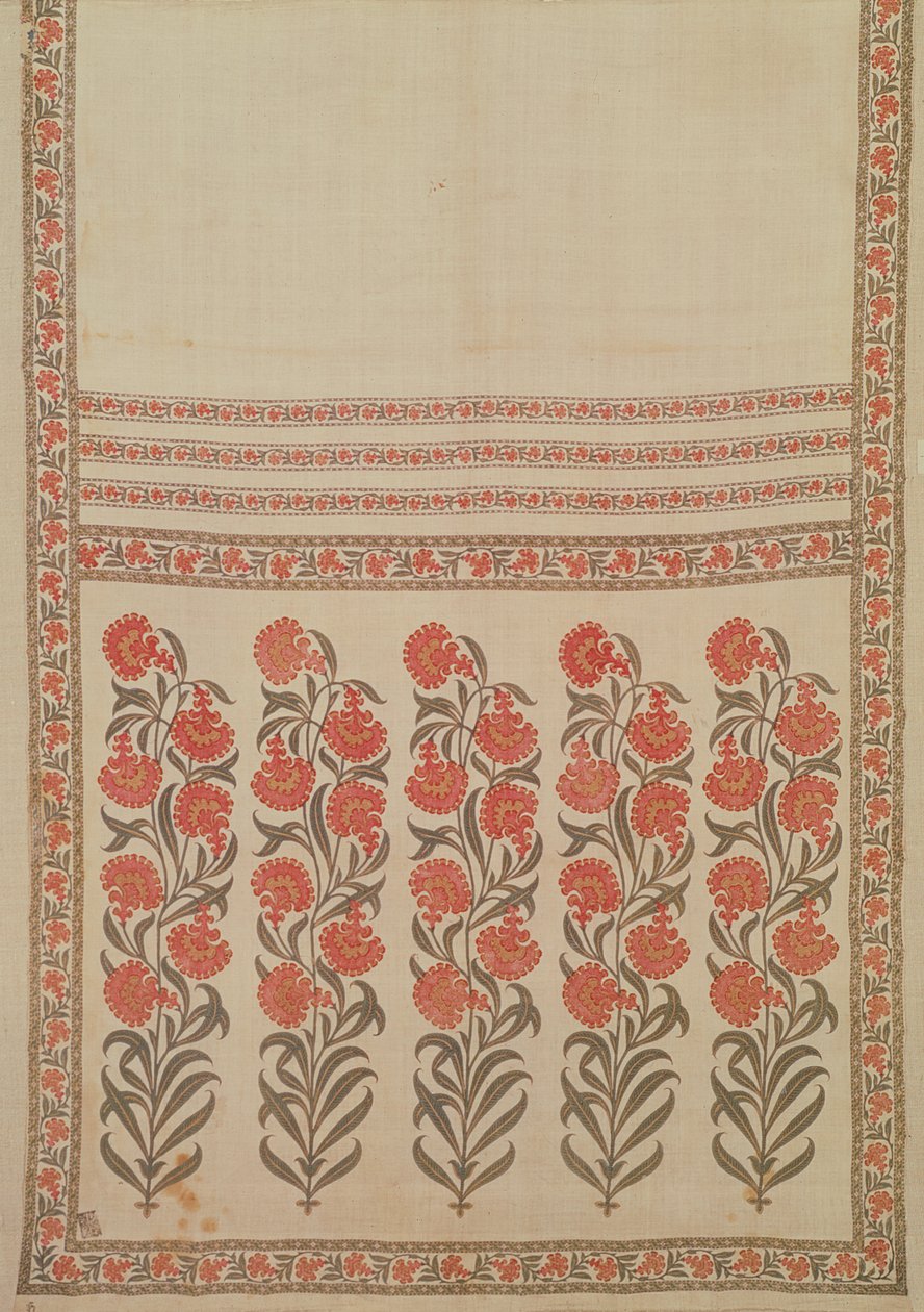 Gestencilde en handgeschilderde katoenen gordel (patka), Rajasthan, India, 17e-18e eeuw door Indian School