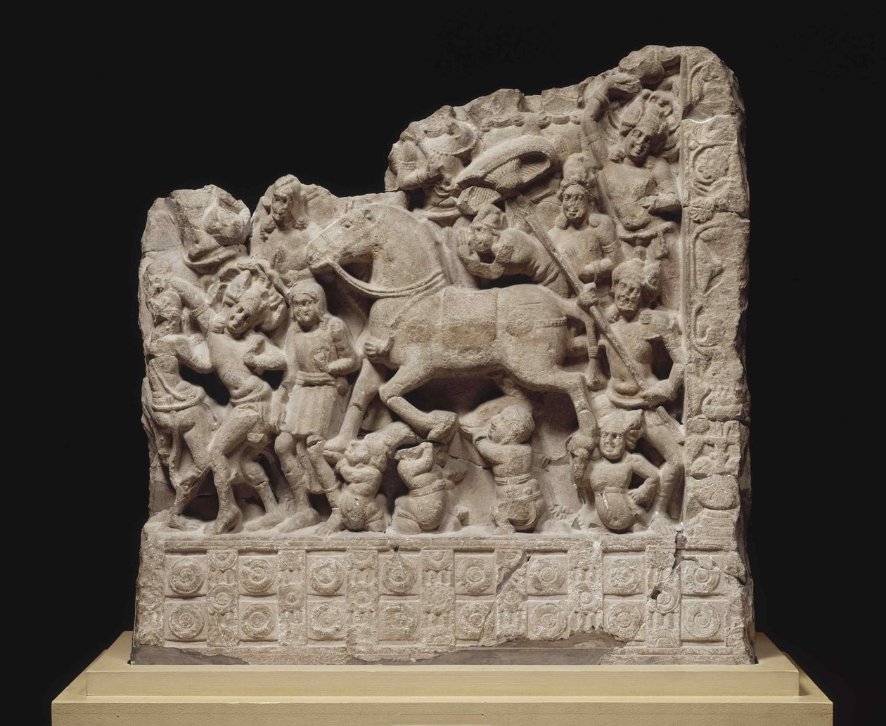 Het grote vertrek van Siddhartha Gautama, 2e eeuw na Chr. door Indian Art.