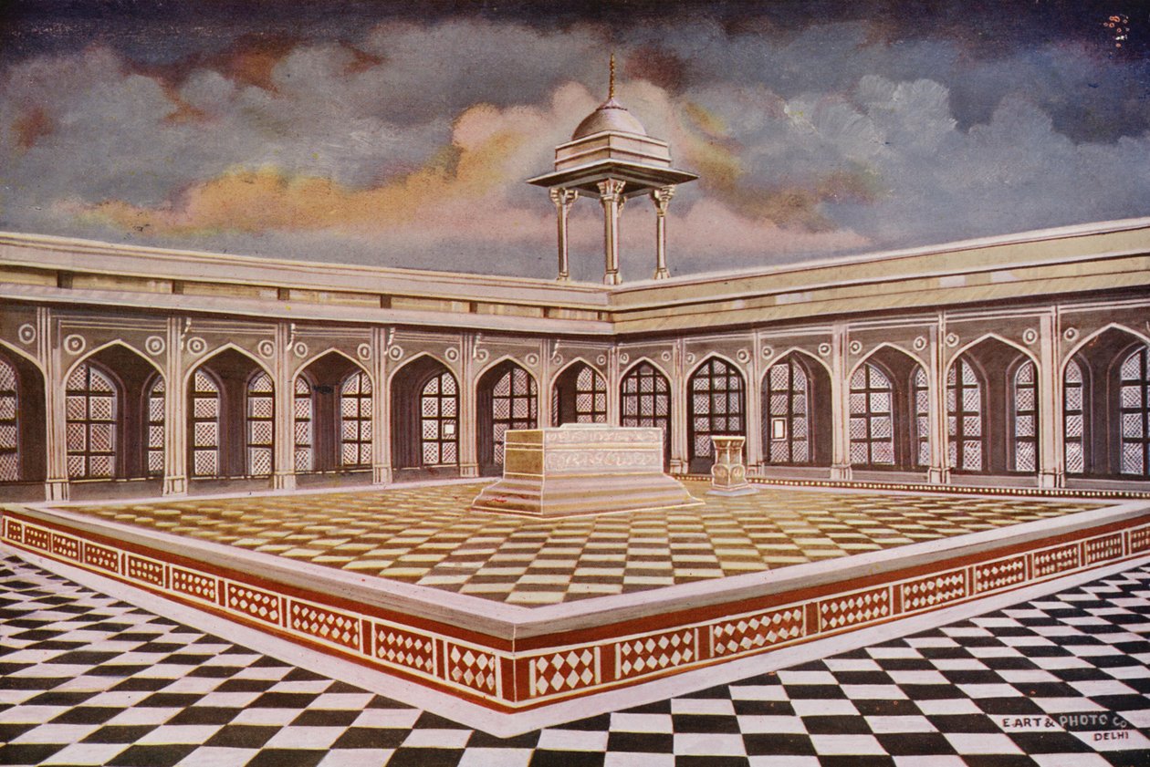 Agra: De graftombe van Akbar met zijn marmeren gebouwen (kleurenfoto) door Indian photographer