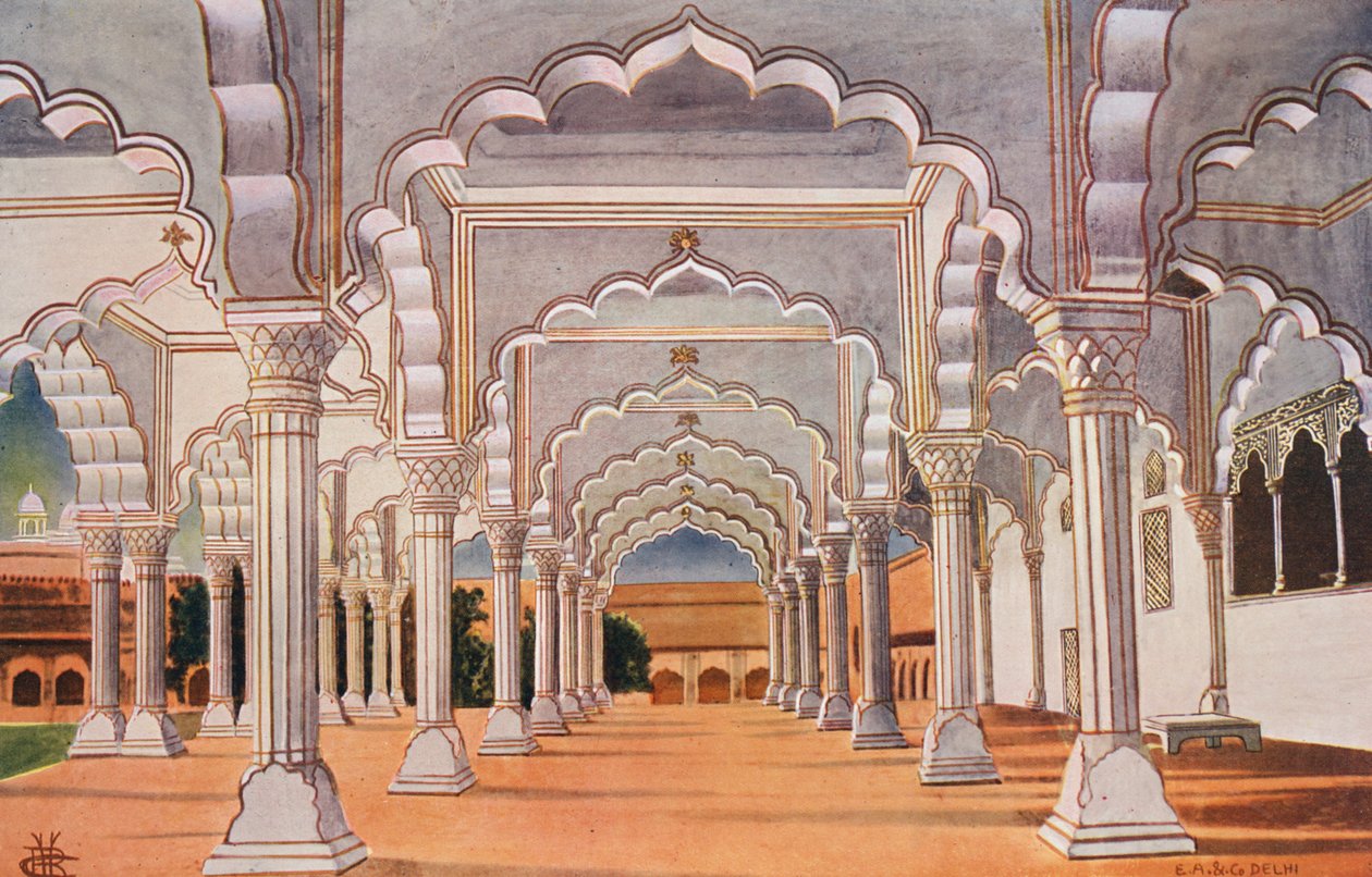 De Diwan-I-Am en de Interne Troon, in het Agra Fort (kleurenfoto) door Indian photographer