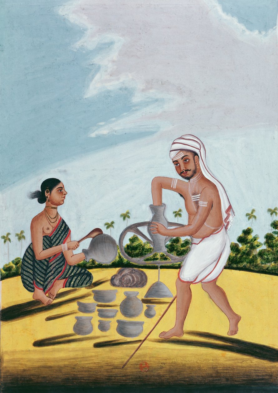 Een pottenbakker aan het werk door Indian School