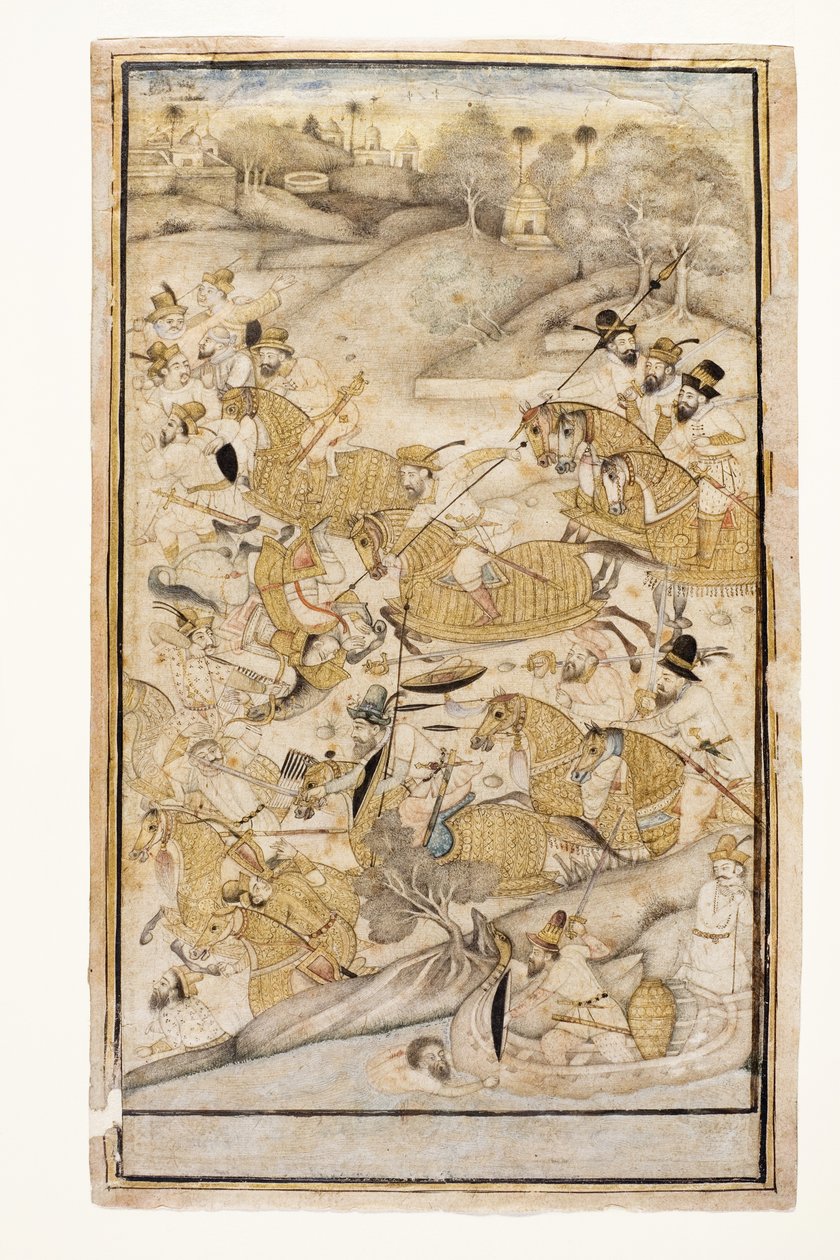 Een slag gevochten door Europeanen, c.1700 door Indian School