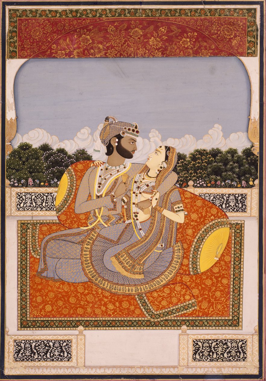 Een paar omhelst op een terras door Indian School
