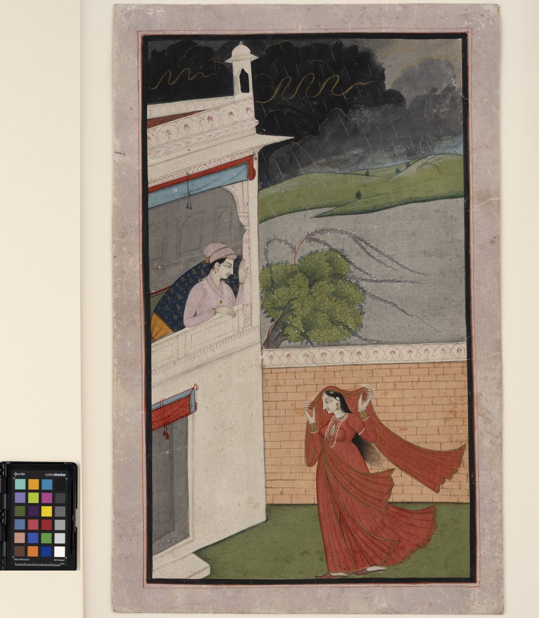 Een dame komt naar het huis van haar geliefde in een regenstorm door Indian School