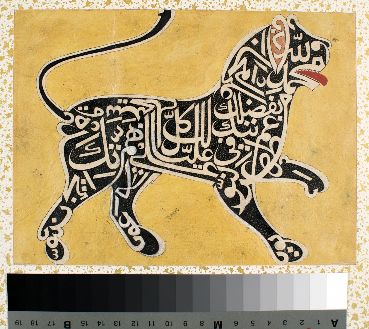 Een leeuw gemaakt van kalligrafie, ca. 1800 door Indian School
