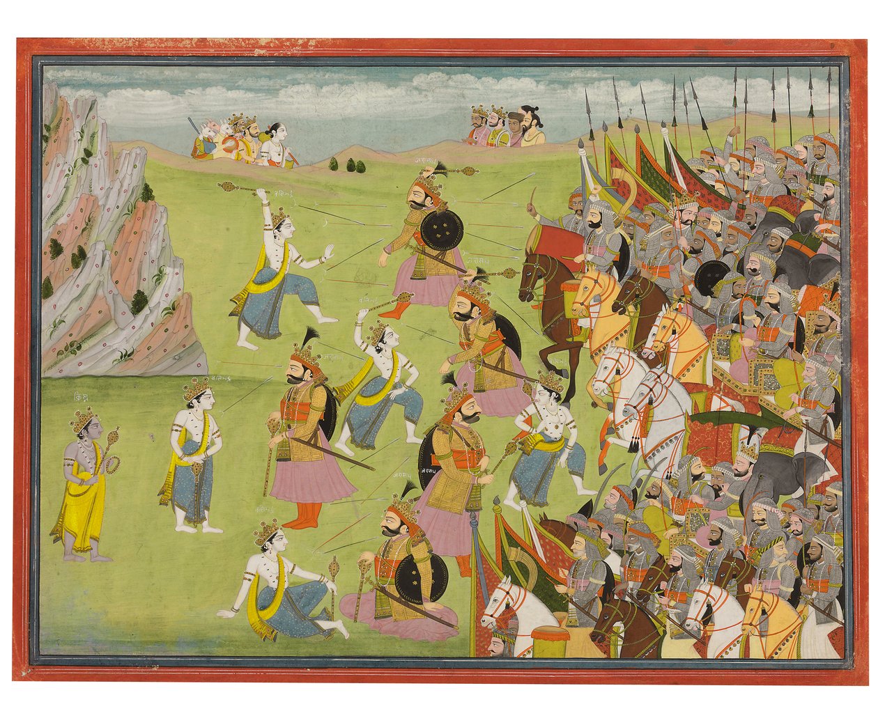 Een schilderij uit de Mahabharata: Balabhadra vecht tegen Jarasandha, Kangra of Garhwal, c.1810-20 door Indian School