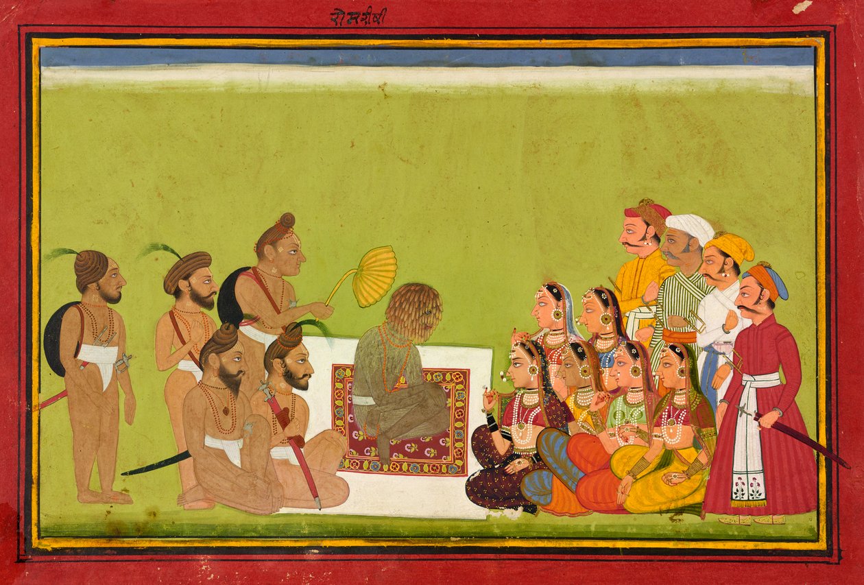 Een audiëntie met Rom Rishi, ca. 1700-1725 door Indian School