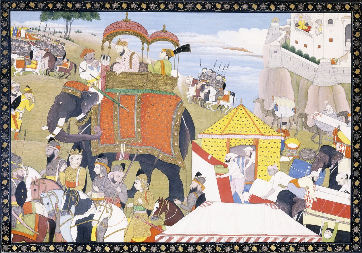 Een illustratie uit de Hamir Hath, begin 19e eeuw door Indian School