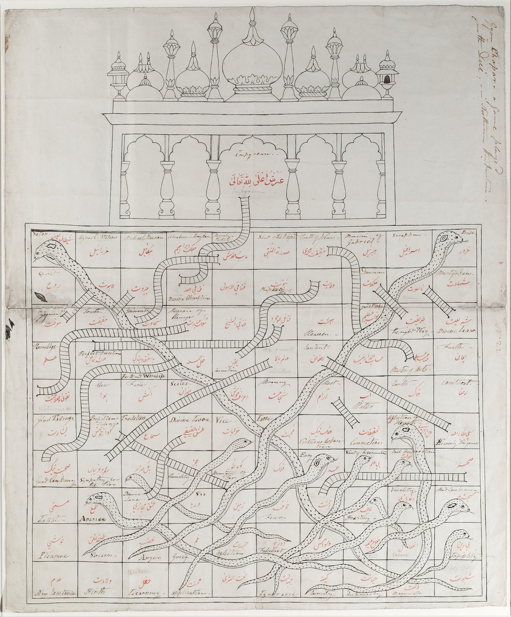 Ontwerp voor het spel Slangen en Ladders door Indian School