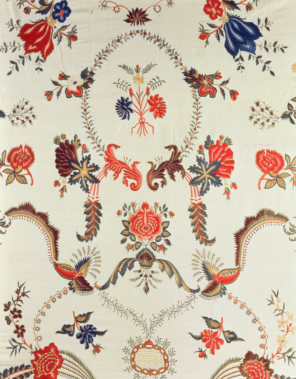 Detail van geborduurde stof, gemaakt voor de Europese markt, c.1725-50 door Indian School