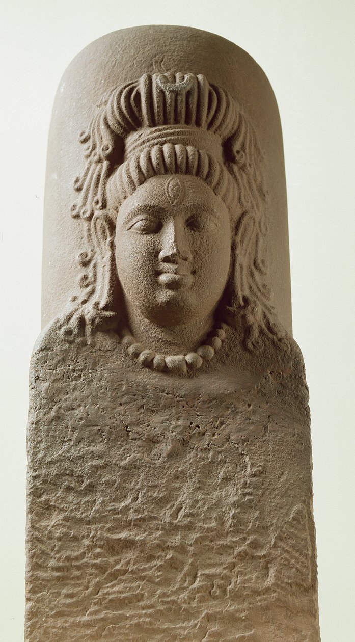 Beeld van Ekamukha Siva-Linga uit de tempel in Khoh door Indian School